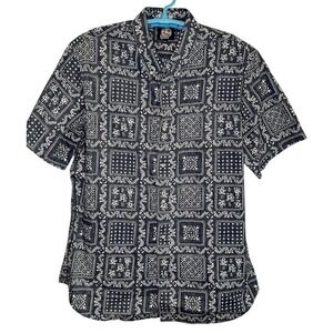 Reyn Spooner Short Sleeve Button Up‎ Hawaiian Shirt Blue Bandana Print 2XL